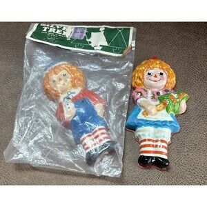 VTG RARE AISA Raggedy Ann Plastic Christmas Ornaments MEXICO Celluloid